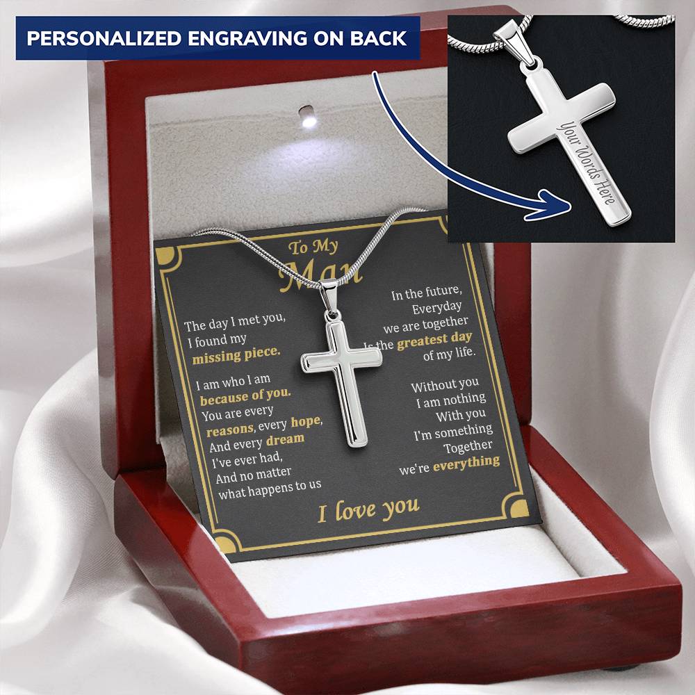 For Your Man - Everyday We Are Together - Cross Customize Engraved Cross Necklace