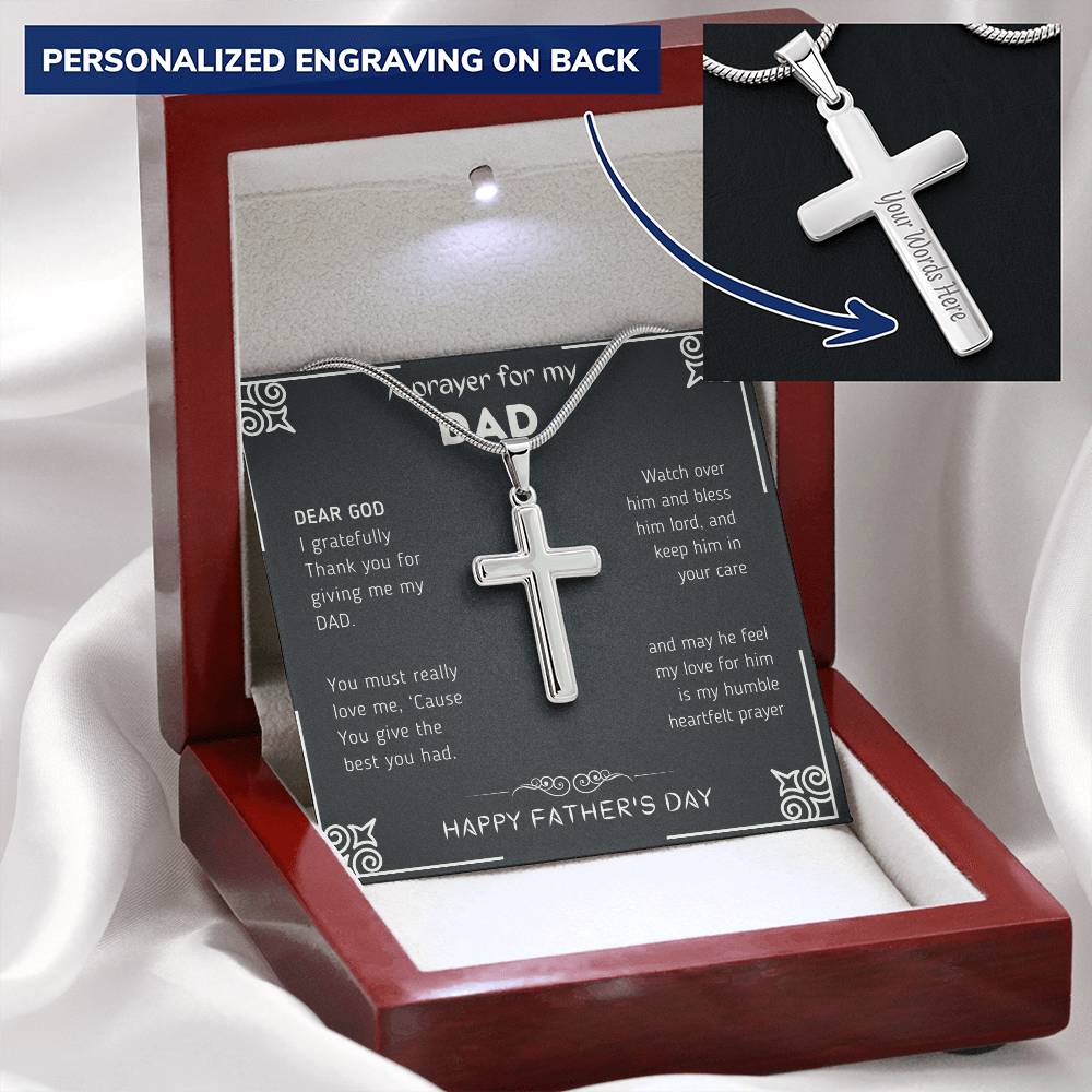 Dear God - Happy Father's Day Customize Engraved Cross Necklace