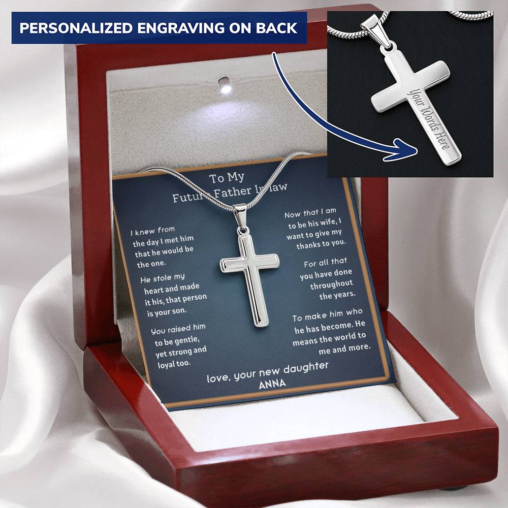 Future Father In Law Customize Engraved Cross Necklace