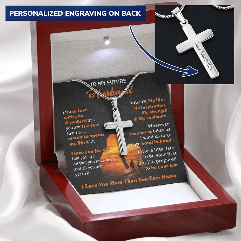 For Future Husband - Everything You Do For Me - Cross Customize Engraved Cross Necklace