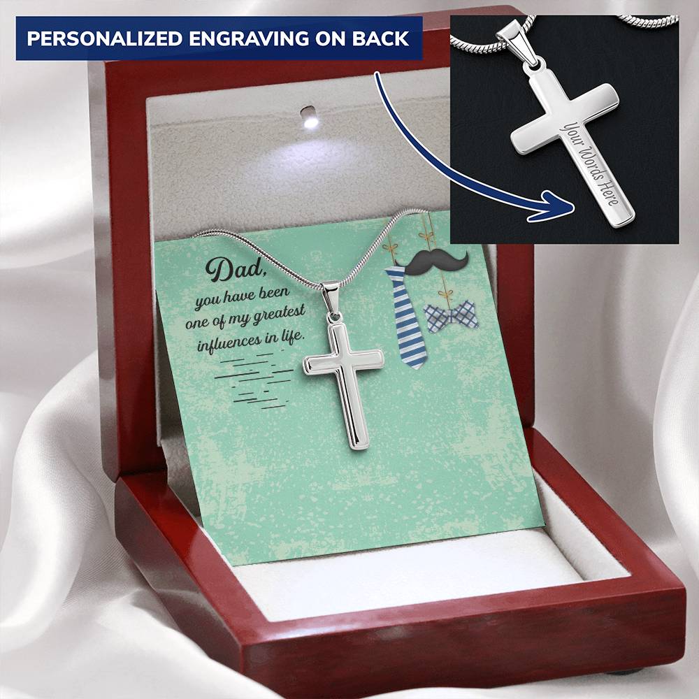 Gift For Dad  Customize Cross Necklace  Father Daughter  To My Dad  Custom Gift Customize Engraved Cross Necklace