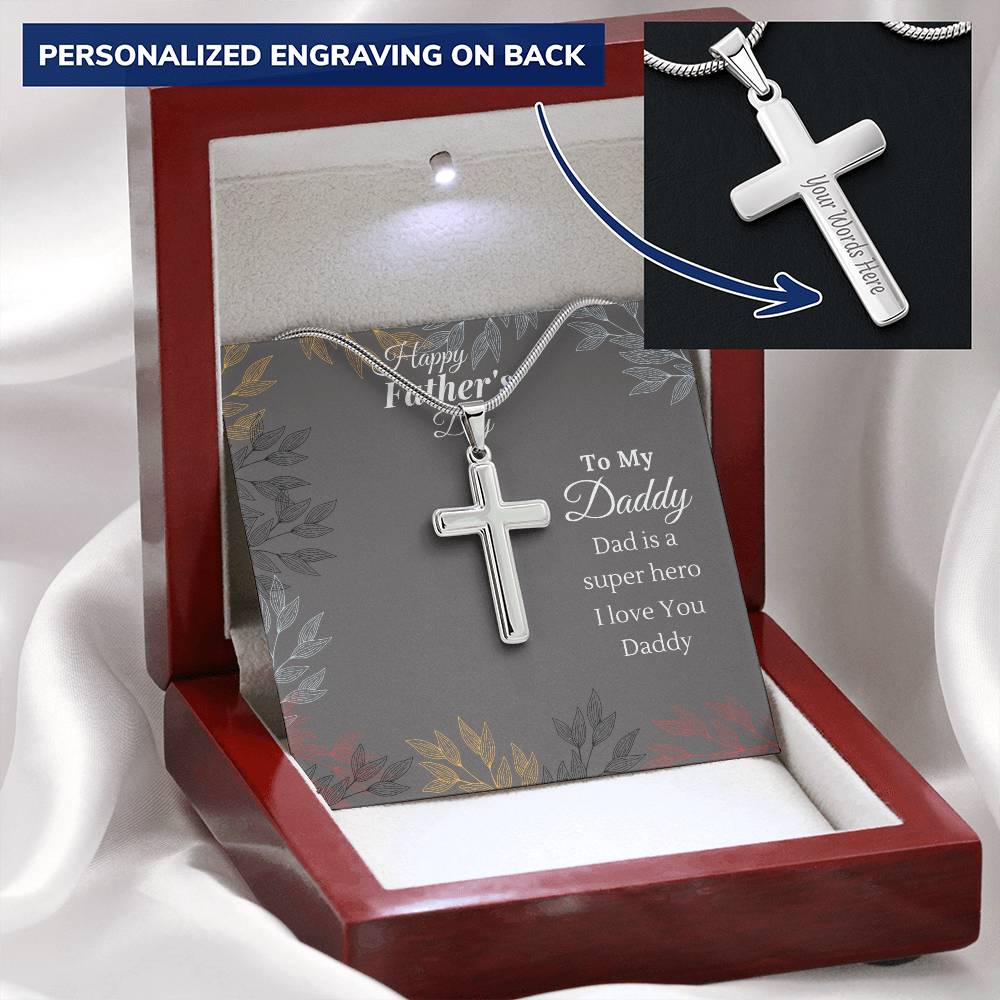 Cross Necklace For Dad Dad Gift From Daughter Gift For Dad  Father Gift From Daughter Customize Engraved Cross Necklace