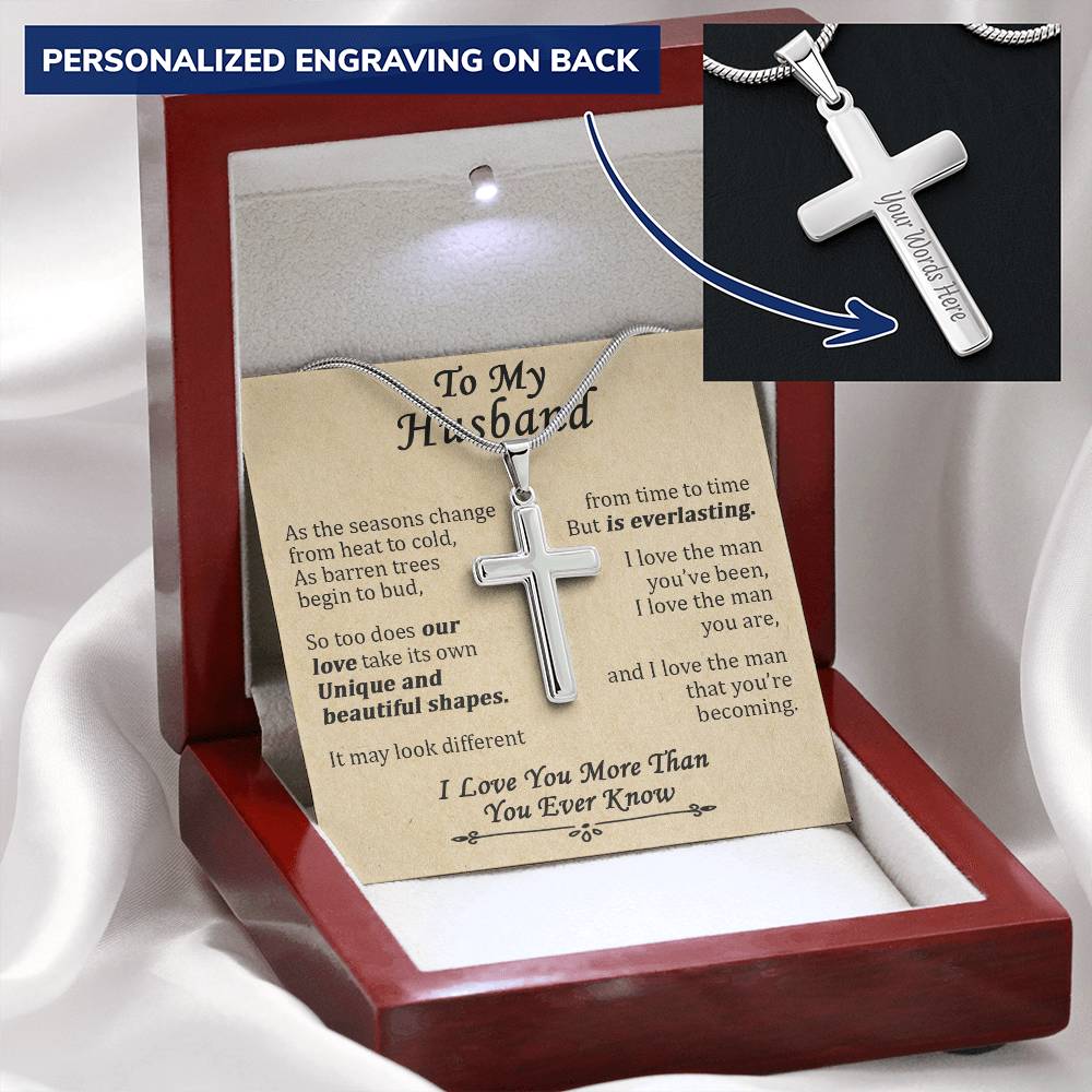 For Husband - Everlasting - Cross Customize Engraved Cross Necklace