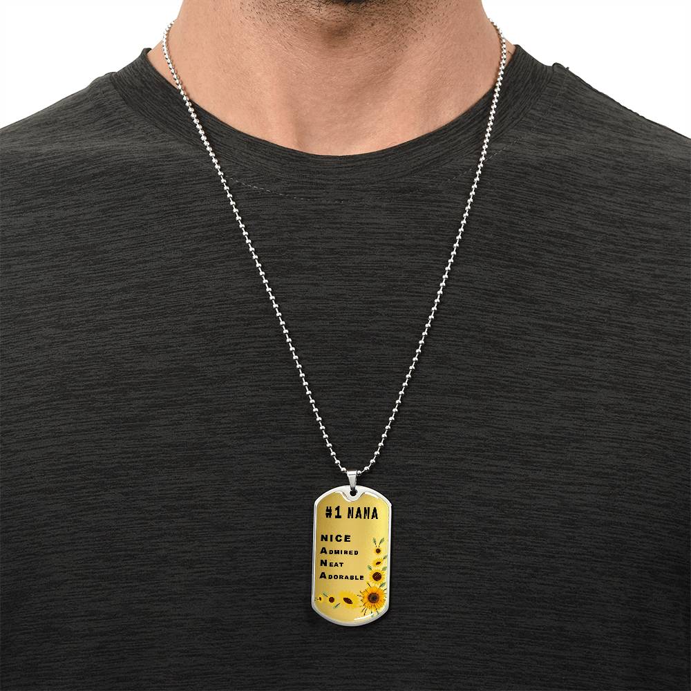 #1 Nana Personalized Dogtag Necklace Gold Mothers Day Gift - Army Tag Necklace, Dog Tag Necklace