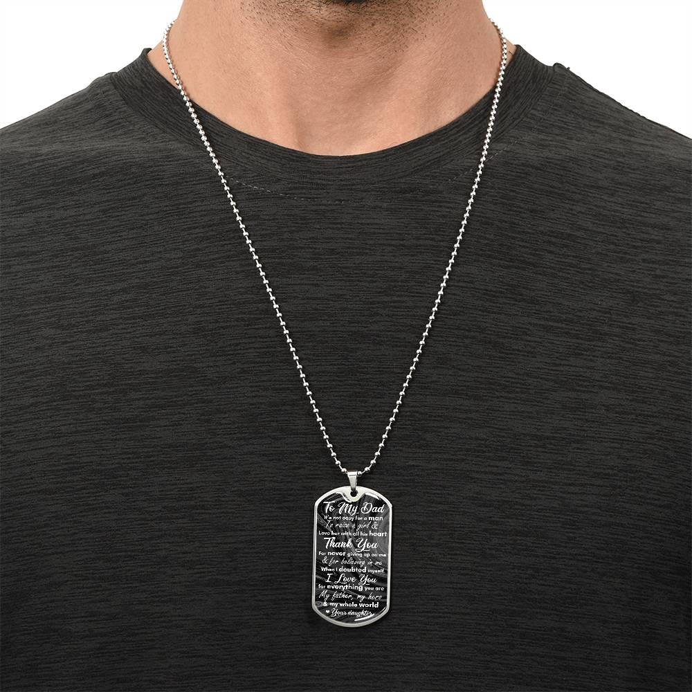 To My Dad - Army Tag Necklace, Dog Tag Necklace