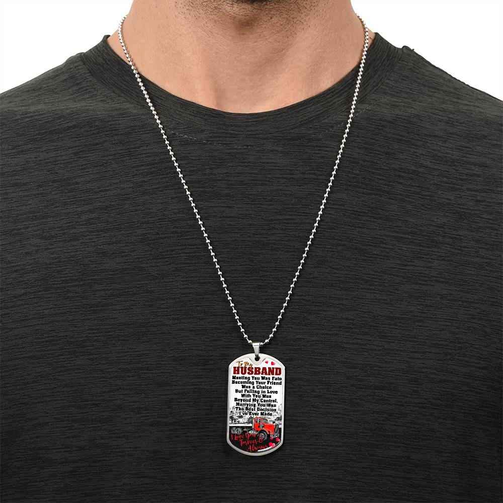 Truckers Necklace, Truck Driver Gift - Gift For Husband, Boyfriend, My Man, Husband Necklace - Father's Day Gift - Army Tag Necklace, Dog Tag Necklace