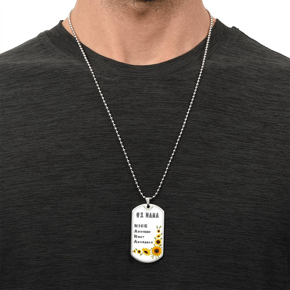 #1 Nana Personalized Dogtag Necklace White Mothers Day Gift - Army Tag Necklace, Dog Tag Necklace