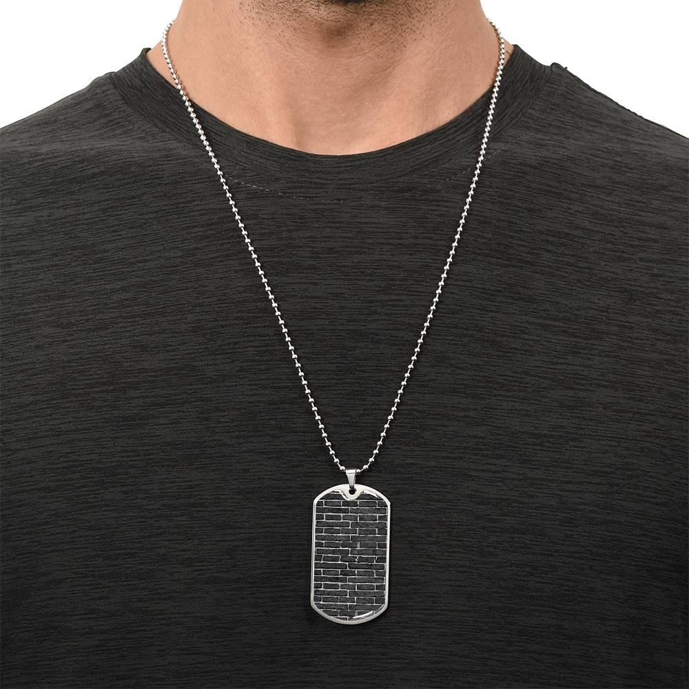 Black Bricks - Bricklayer Dog Tag With Military Ball Chain Jewelry Necklace - Army Tag Necklace, Dog Tag Necklace