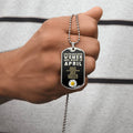 Courageous Women Are Born In April Luxury Necklace With Dog Tag Black - Army Tag Necklace, Dog Tag Necklace