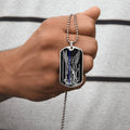 Police Officer Thin Blue Line With Archangel Michael - Military Style Dogtag - Army Tag Necklace, Dog Tag Necklace