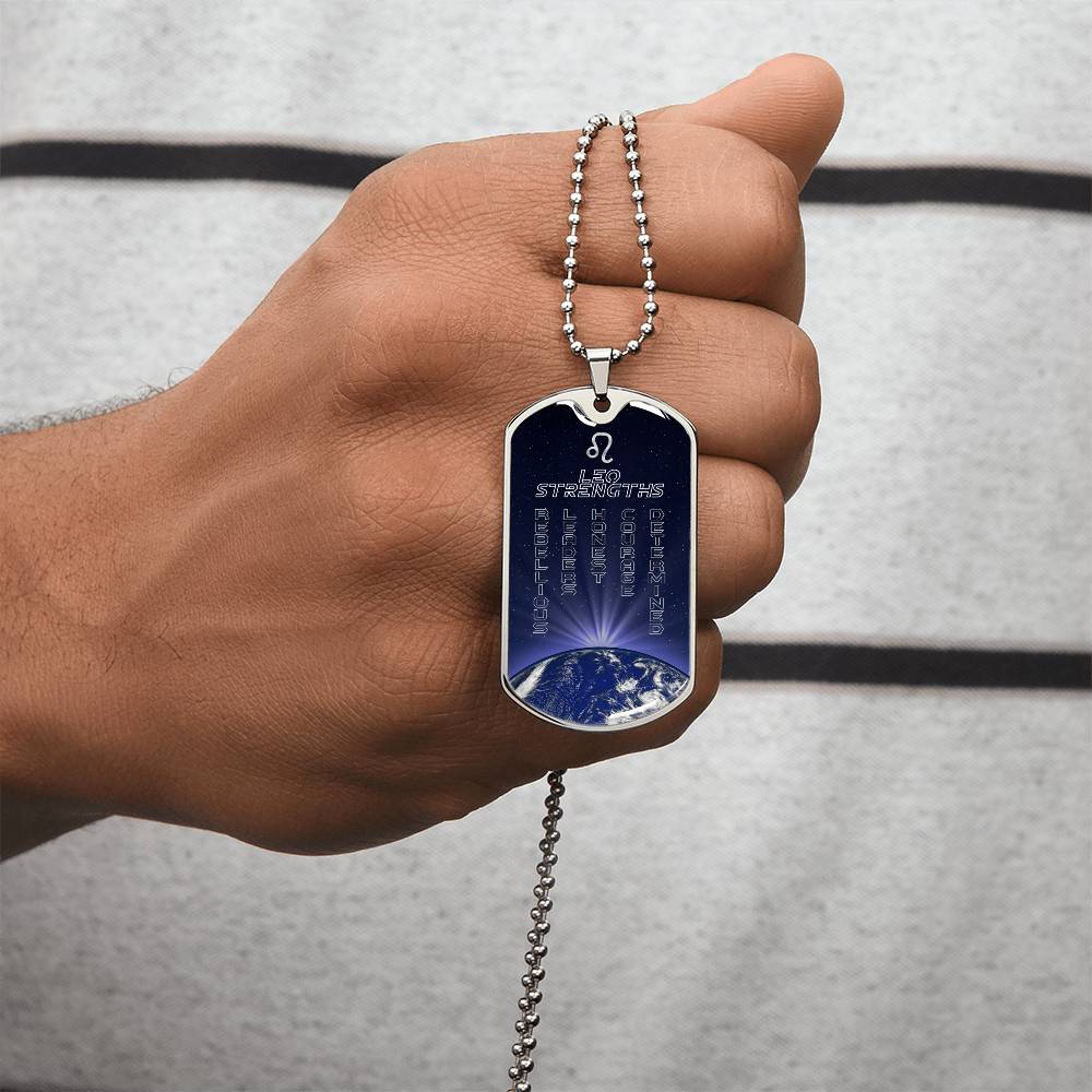 Leo Dog Personalized Tag Necklace - Army Tag Necklace, Dog Tag Necklace