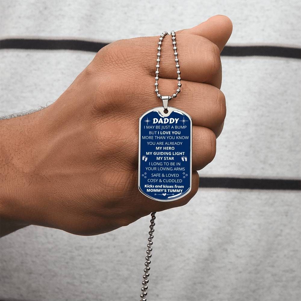 New Dad-To-Be 'My Guiding Light, My Star' - Men's Pendant - Army Tag Necklace, Dog Tag Necklace
