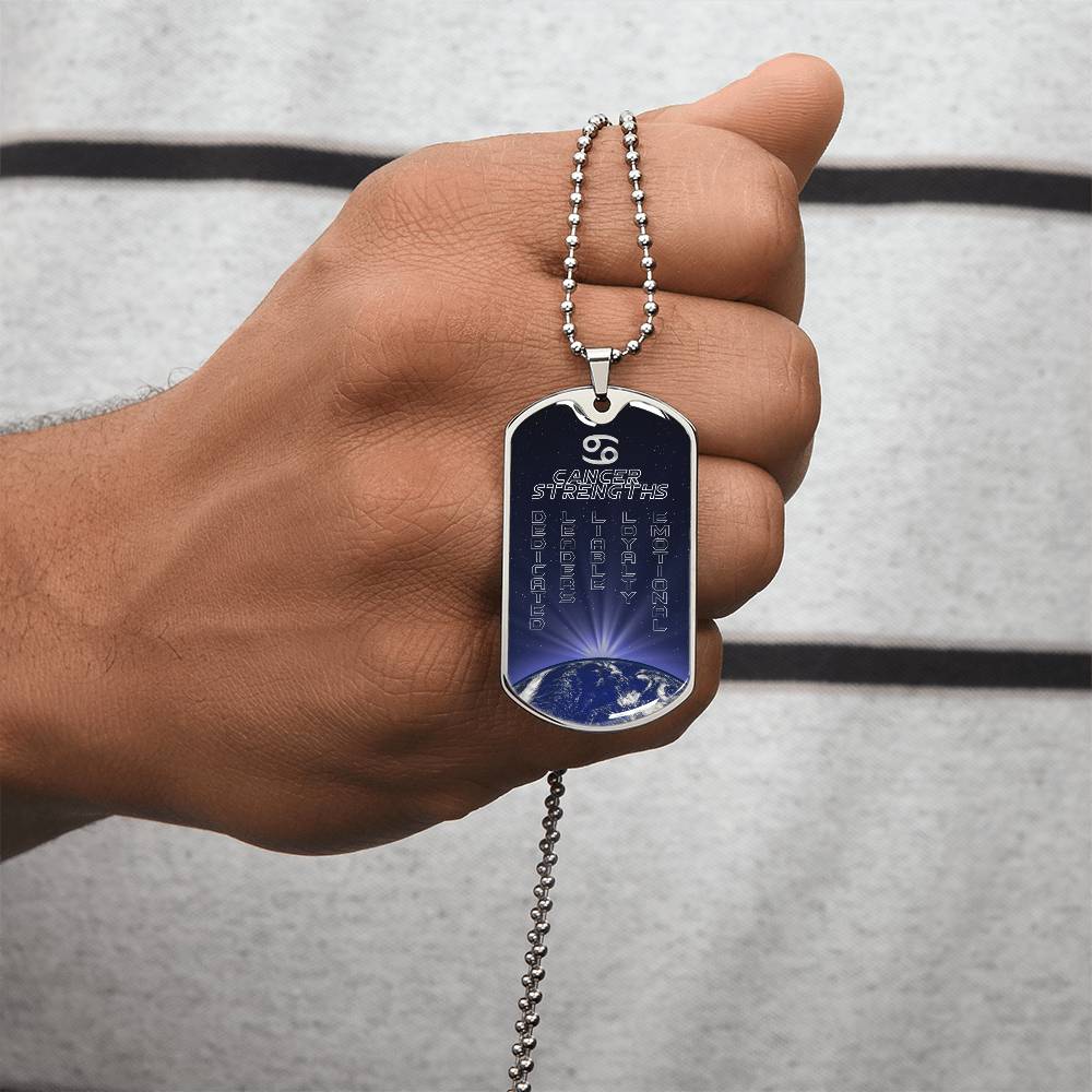 Cancer Ball Chain Dog Tag Necklace - Army Tag Necklace, Dog Tag Necklace
