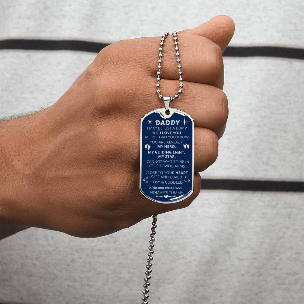 New Dad-To-Be Pendant - My Guiding Light, My Star - Army Tag Necklace, Dog Tag Necklace