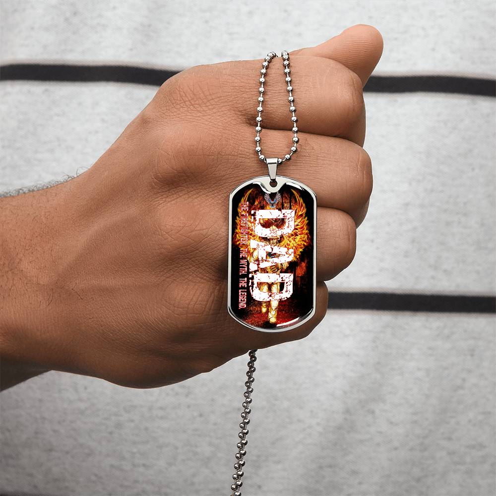 Dad The Firefighter The Myth The Legend - Army Tag Necklace, Dog Tag Necklace