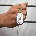 Custom Stainless Steel Necklace With Butterfly - Women Personalized Necklace - Best Gift For Girlfriend - Army Tag Necklace, Dog Tag Necklace