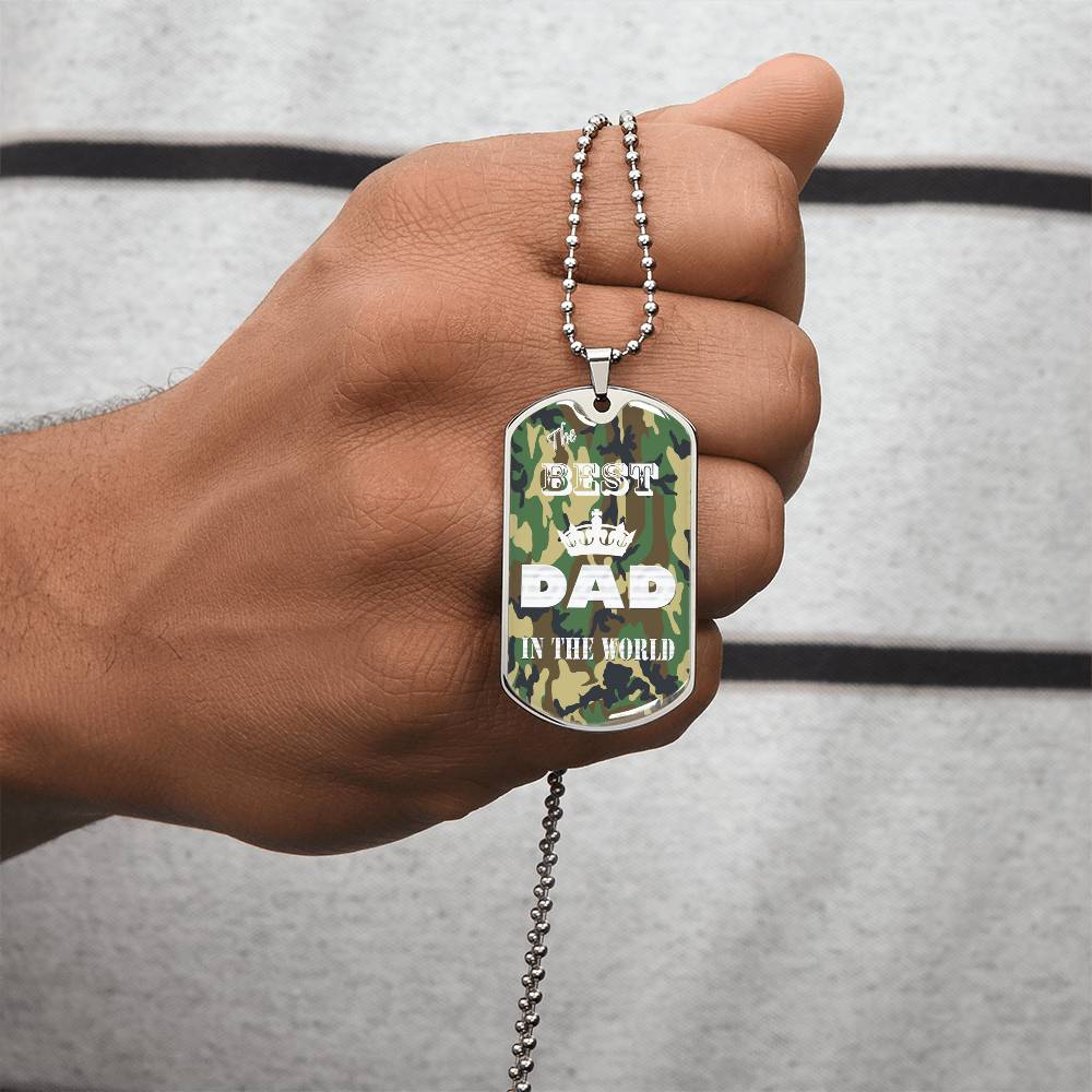 To My Best Dad In The World - Army Tag Necklace, Dog Tag Necklace
