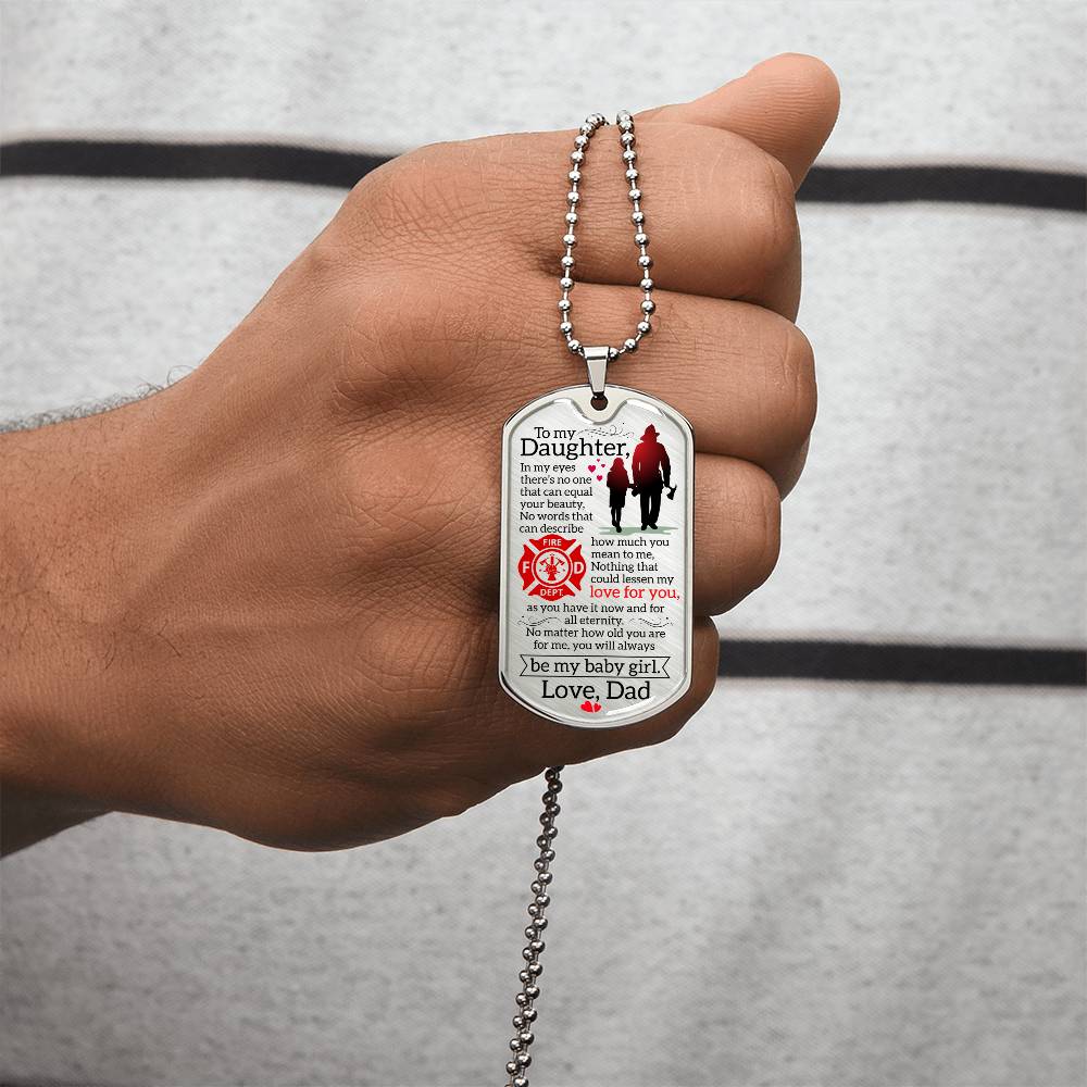 Firefighter's Daughter - Premium Dog Tag - Army Tag Necklace, Dog Tag Necklace