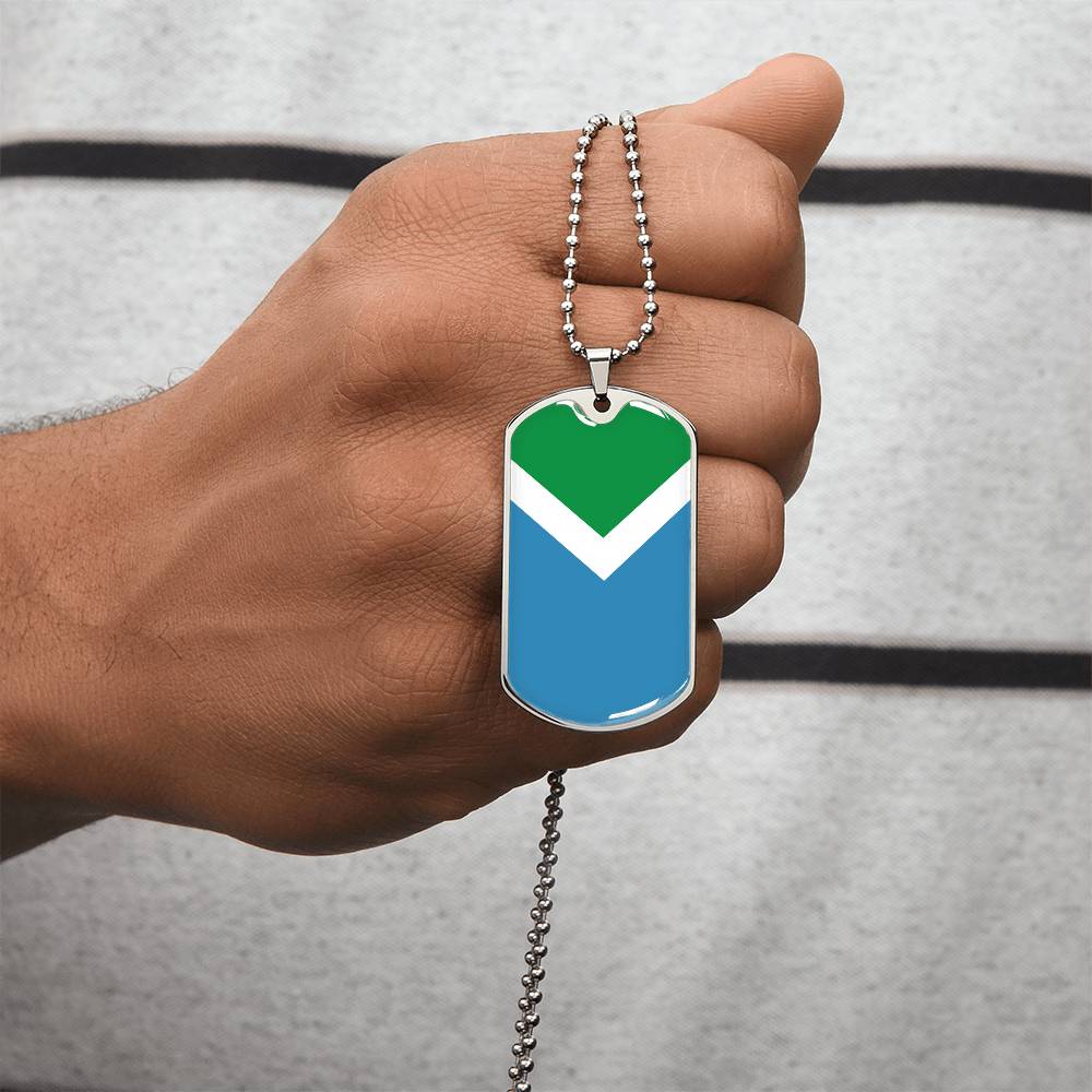 Vegan Flag Dog Tag With Military Ball Chain Necklace - Army Tag Necklace, Dog Tag Necklace