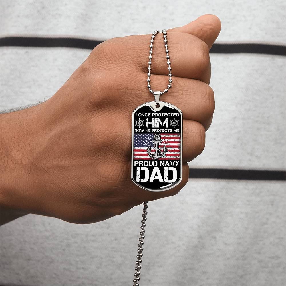 Proud Navy Dad , Navy Dad Gift, Proud Navy Dad Dog Tag, Fathers Day Gift For Navy Dad, Dog Tag Gift For Proud Navy Dad - Army Tag Necklace, Dog Tag Necklace