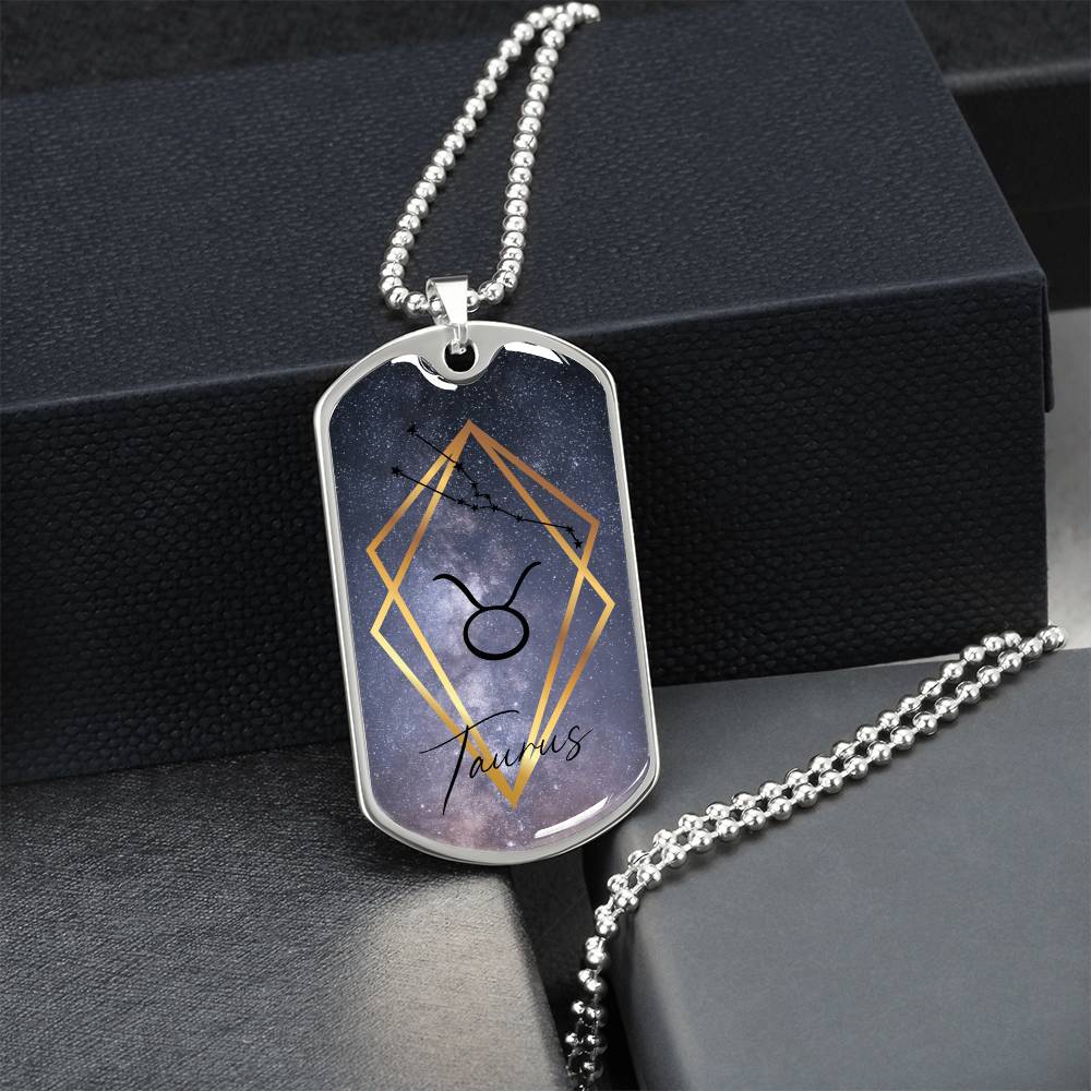 Taurus Galaxy Personalized Dog Tag Necklace - Army Tag Necklace, Dog Tag Necklace