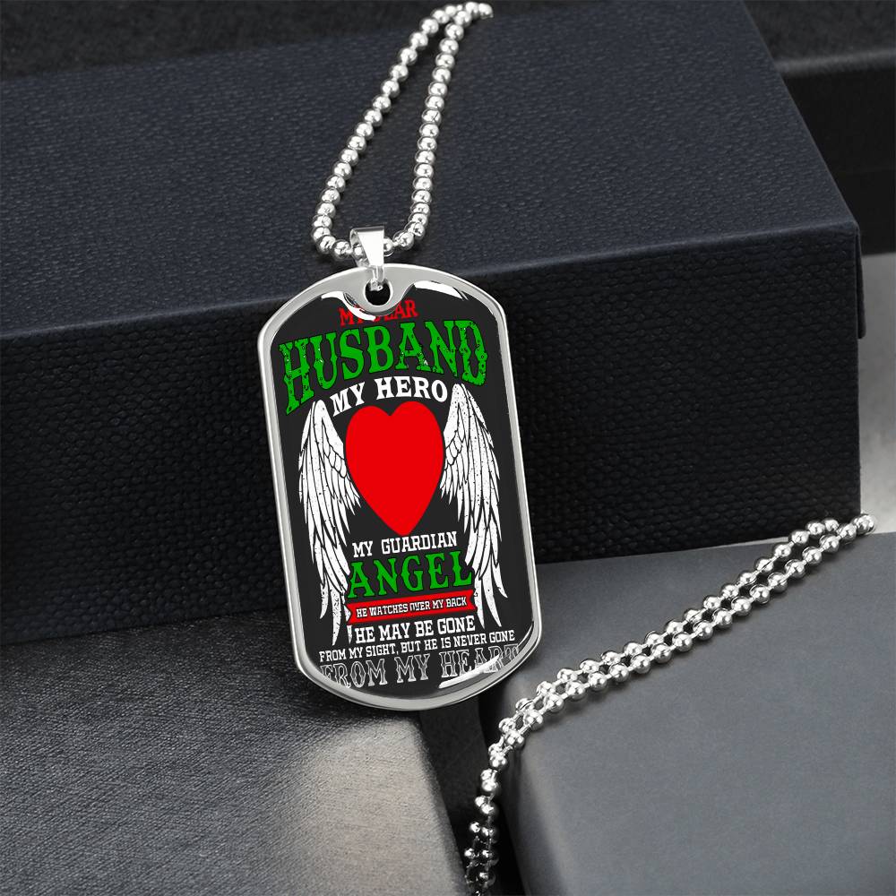 My Husband My Hero - Army Tag Necklace, Dog Tag Necklace