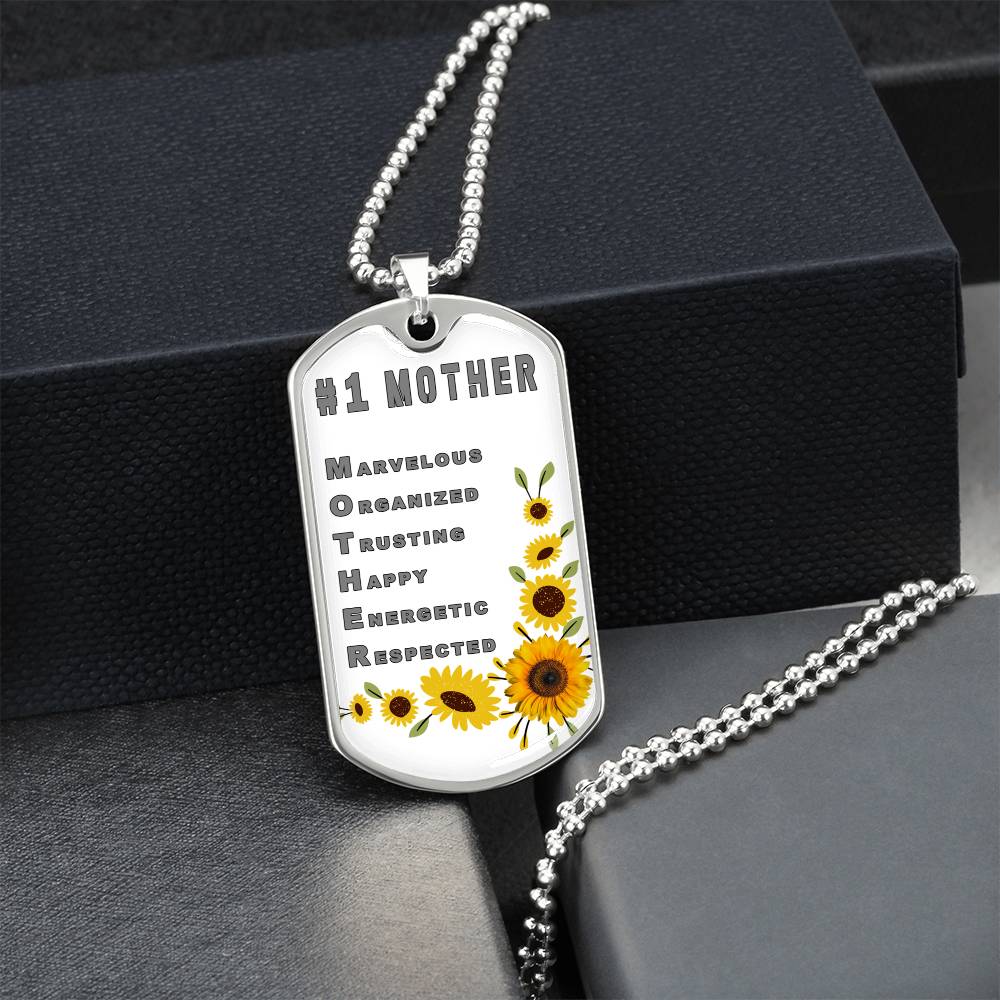#1 Mother Personalized Dogtag Necklace White Mothers Day Gift - Army Tag Necklace, Dog Tag Necklace
