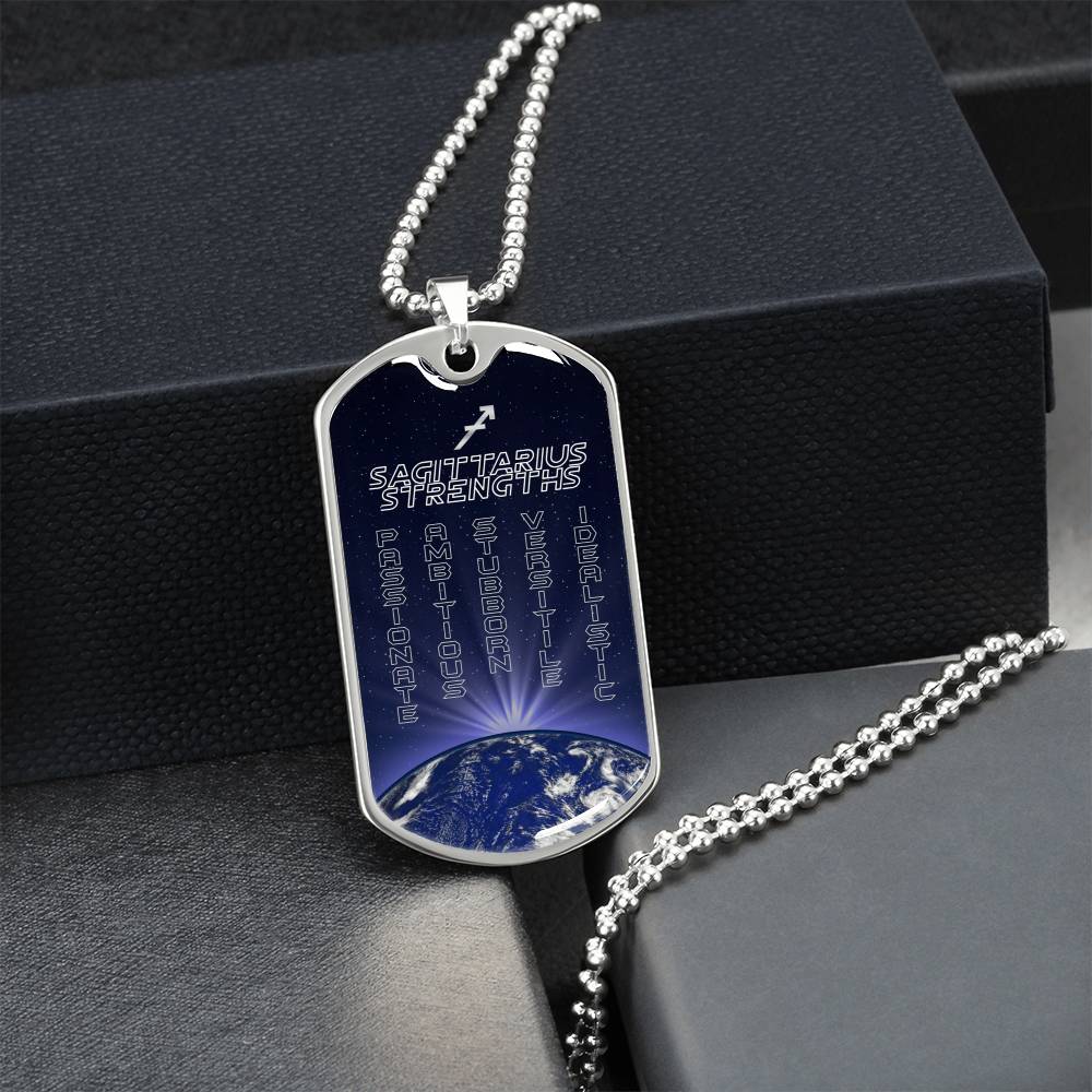 Sagittarius Personalized Dog Tag Necklace - Army Tag Necklace, Dog Tag Necklace