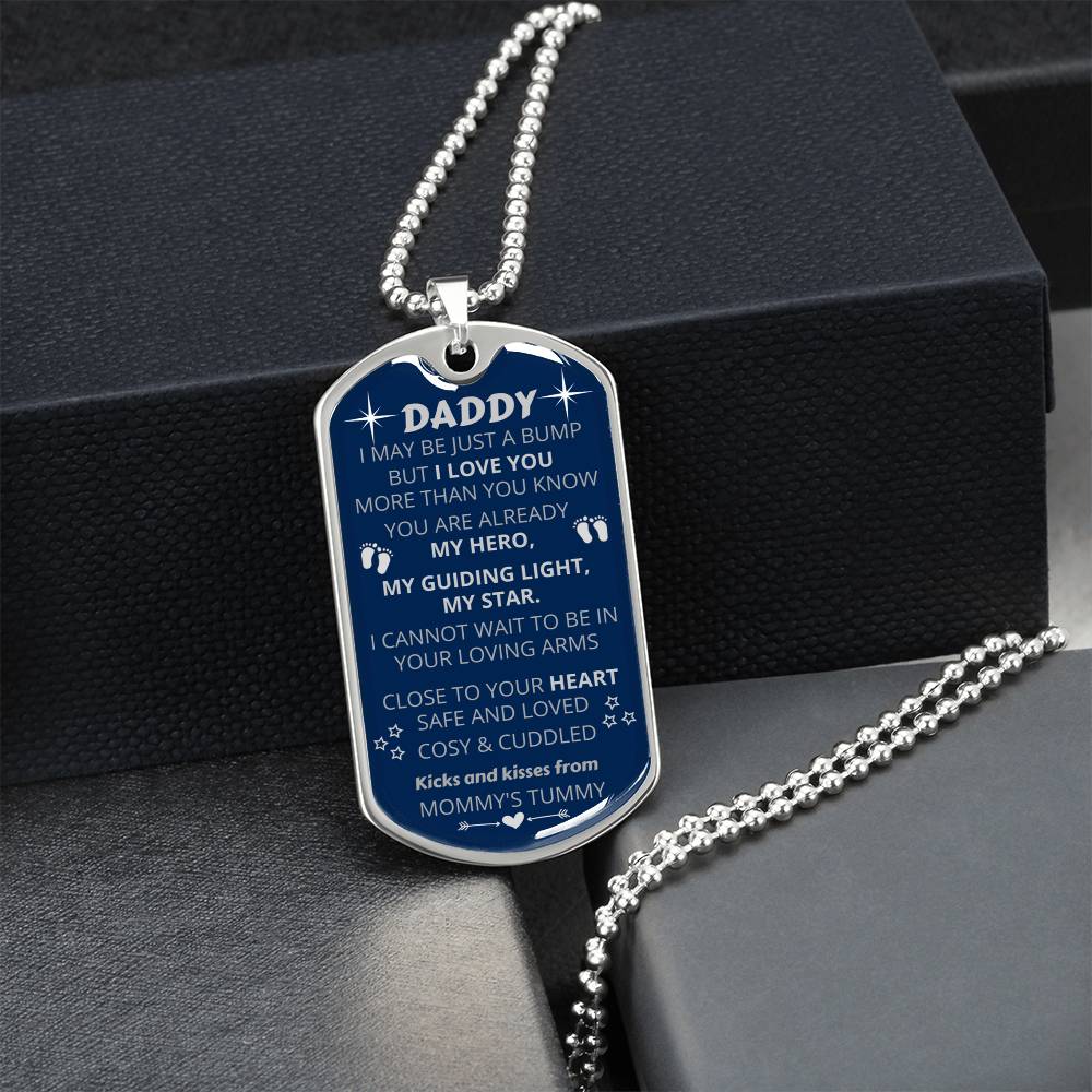 New Dad-To-Be Pendant - My Guiding Light, My Star - Army Tag Necklace, Dog Tag Necklace