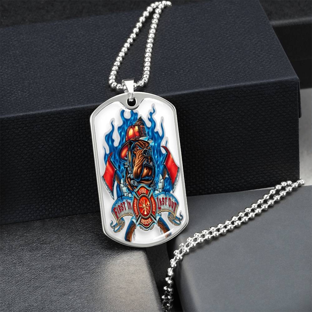 Best Gift For Firefighter Who Is A Pitbull Dog Lover - Army Tag Necklace, Dog Tag Necklace