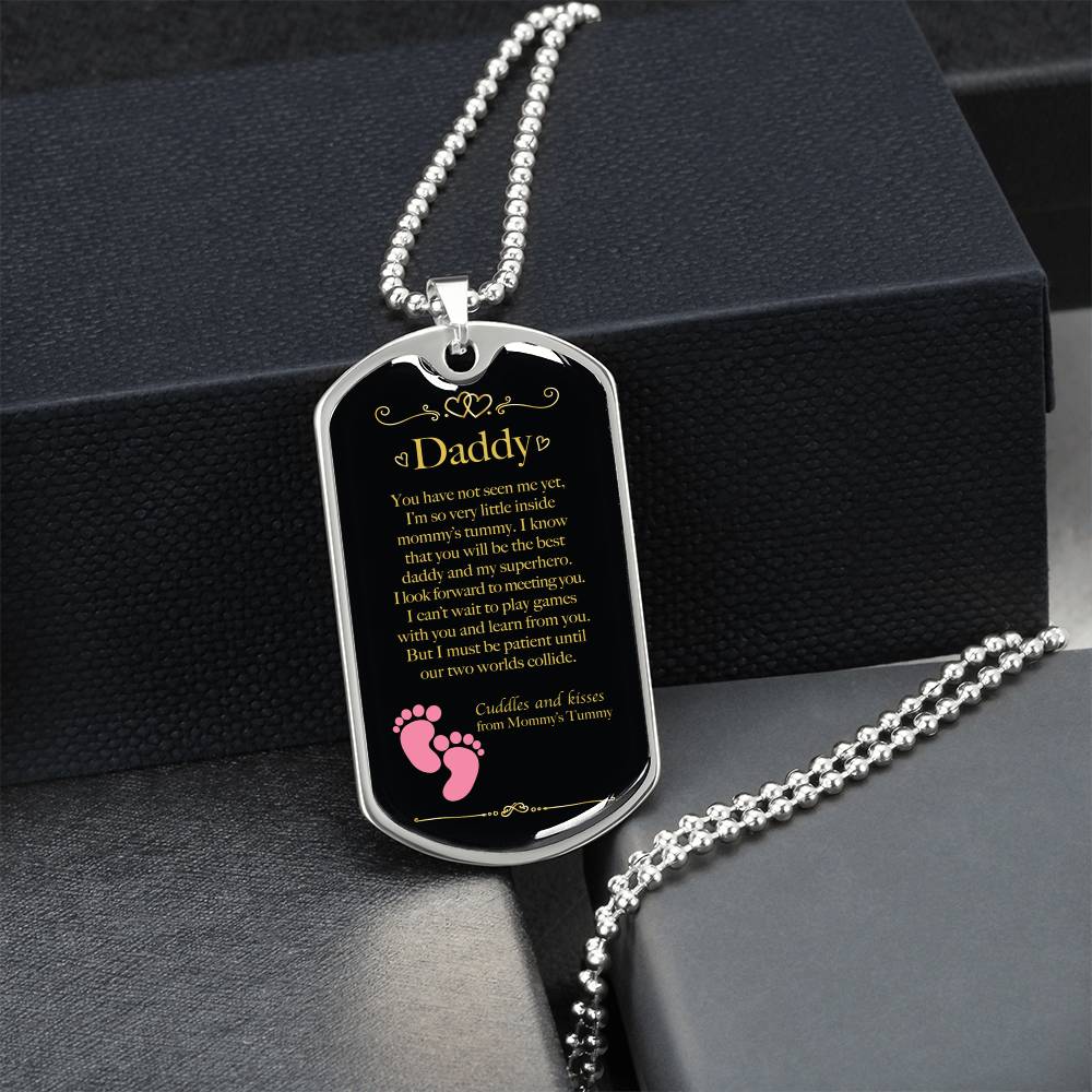 Gift For New Dad - Birthday Gift - Bump Gift - New Dad Gift From Mommy's Tummy - New Dad Gift From Wife - Daddy Gift - Army Tag Necklace, Dog Tag Necklace