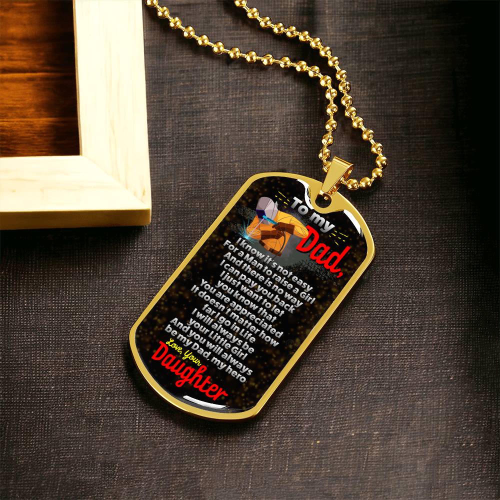 Dad Dog Tag Necklace, To My Dad, I Want You To Believe Deep In Your Heart, Dad Birthday Gift, Inspirational Necklace - Army Tag Necklace, Dog Tag Necklace