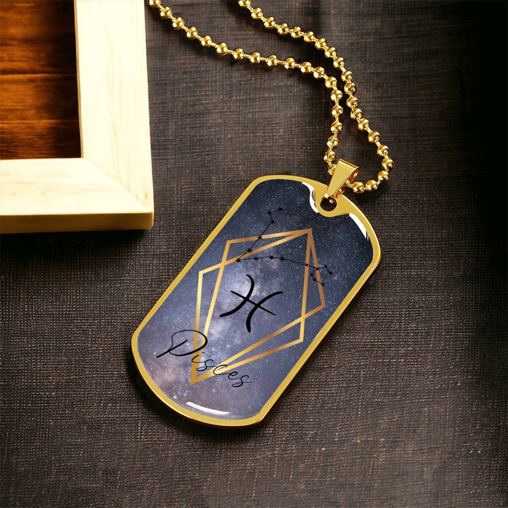 Pisces Galaxy Personalized Dog Tag Necklace - Army Tag Necklace, Dog Tag Necklace