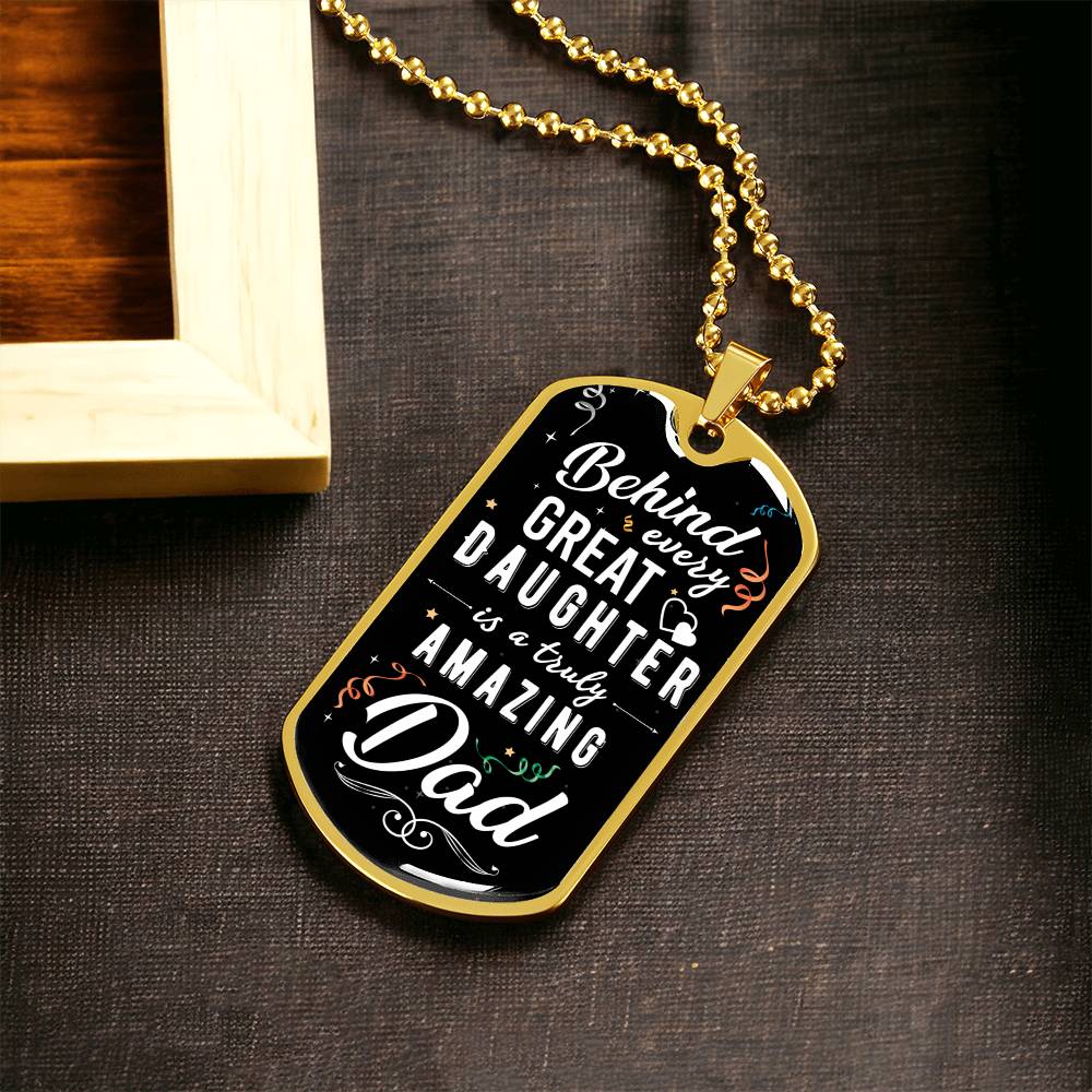 Daughter To Dad - Happy Birthday Dog Tag Necklace - Army Tag Necklace, Dog Tag Necklace