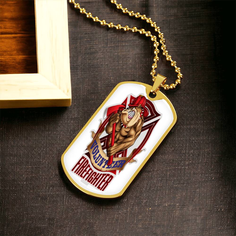 Best Gift For Firefighter Who Is A Pitbull Lover - Army Tag Necklace, Dog Tag Necklace