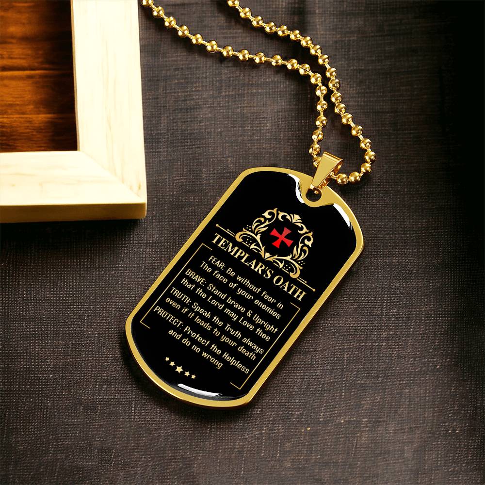 Knight Templar's Oath The Warrior Of Christ - Army Tag Necklace, Dog Tag Necklace