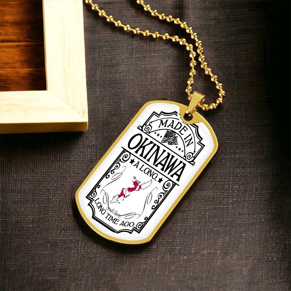 Okinawa Necklace, Japan Necklace, Personalized Map Necklace - Army Tag Necklace, Dog Tag Necklace