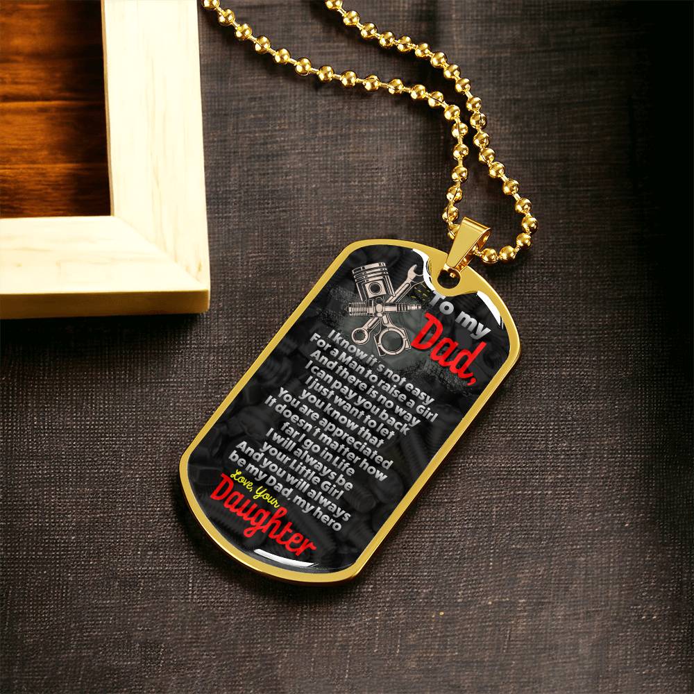 Gift For Mechanic Dad - Mechanic Dad Gift - Necklace For Mechanic Dad - Fathers Day - Dad Dog Tag Necklace - Father Birthday - Army Tag Necklace, Dog Tag Necklace