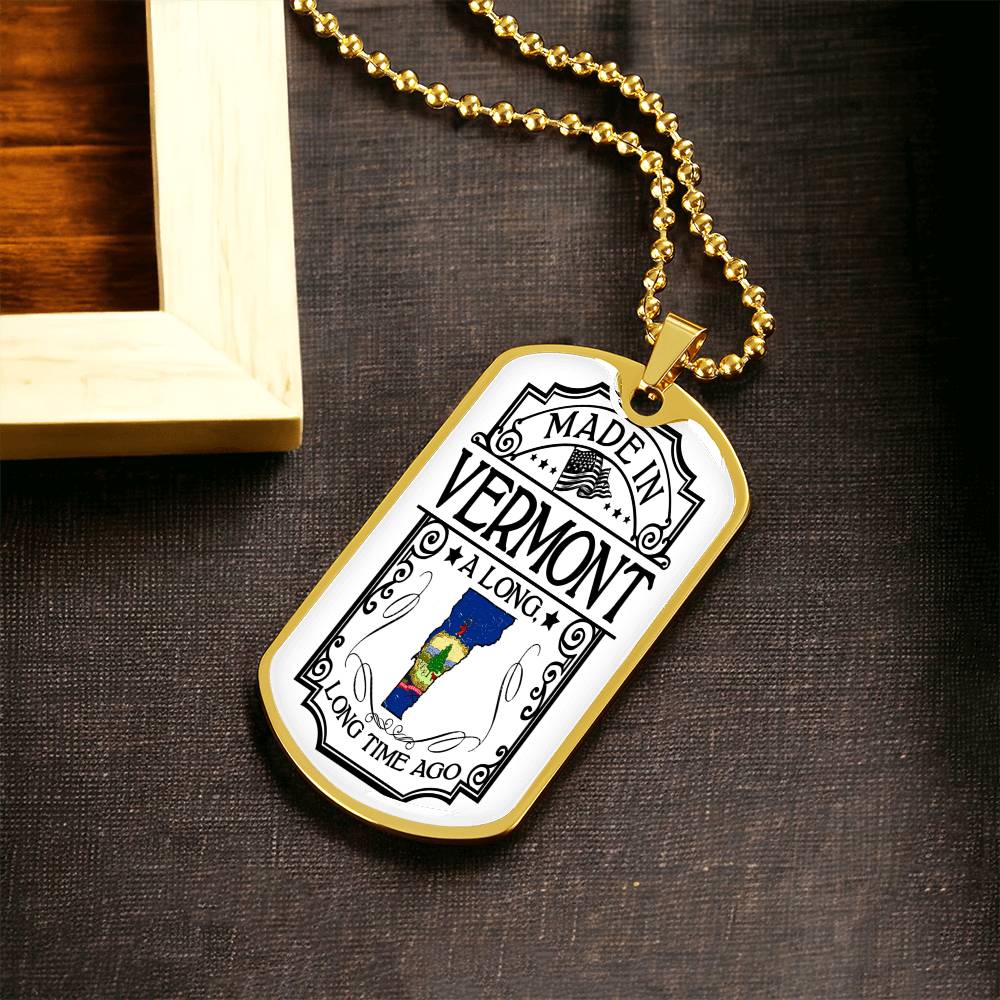 Vermont Necklace • State Necklace • Vermont State Necklace • Home State Necklace • Personalized State Necklace - Army Tag Necklace, Dog Tag Necklace