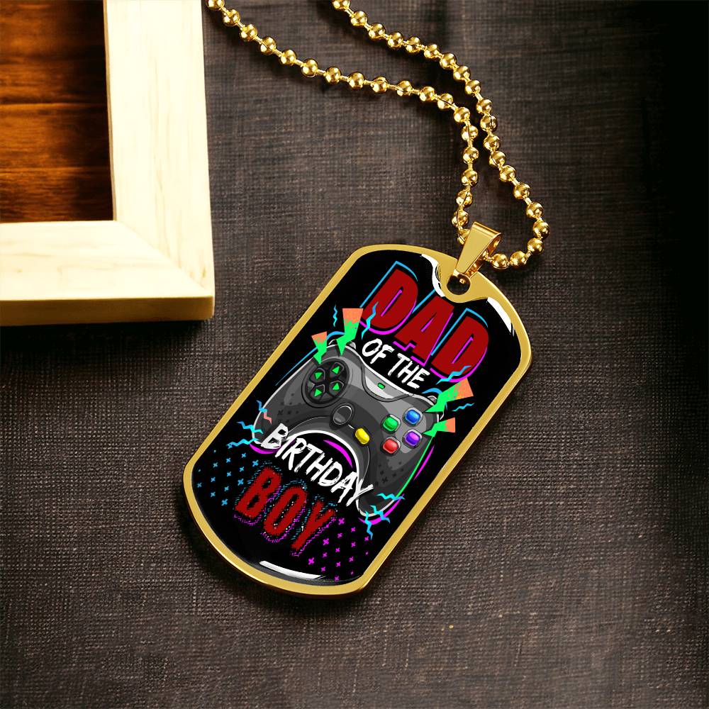 Dad Of The Birthday Boy Video Gamer Birthday Party - Army Tag Necklace, Dog Tag Necklace