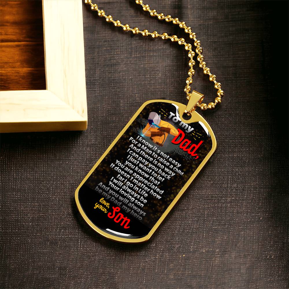 To My Dad Necklace, Love You My Whole Life, Dad Gift, Dad Birthday Gift, Daughter To Dad Gift, Present For Dad - Army Tag Necklace, Dog Tag Necklace