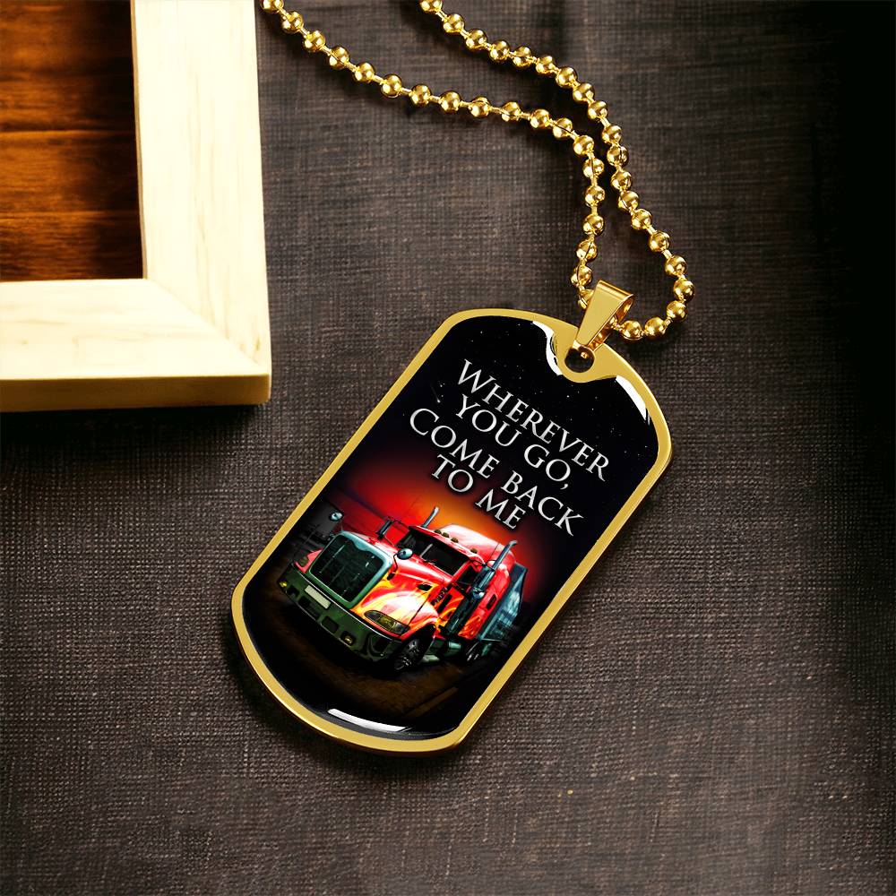 Gift For Trucker - Premium Dog Tag - Army Tag Necklace, Dog Tag Necklace