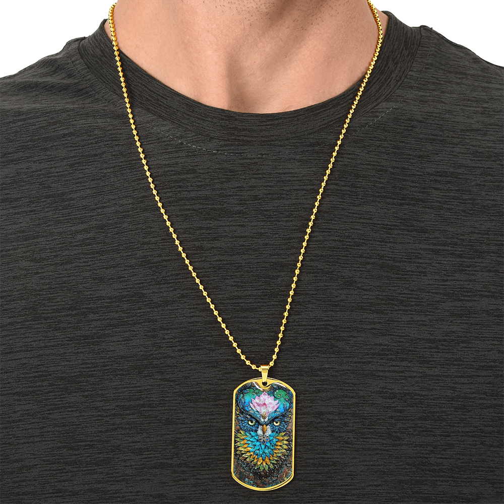 Mysterious Owl Pendant Necklace - Army Tag Necklace - Army Tag Necklace, Dog Tag Necklace