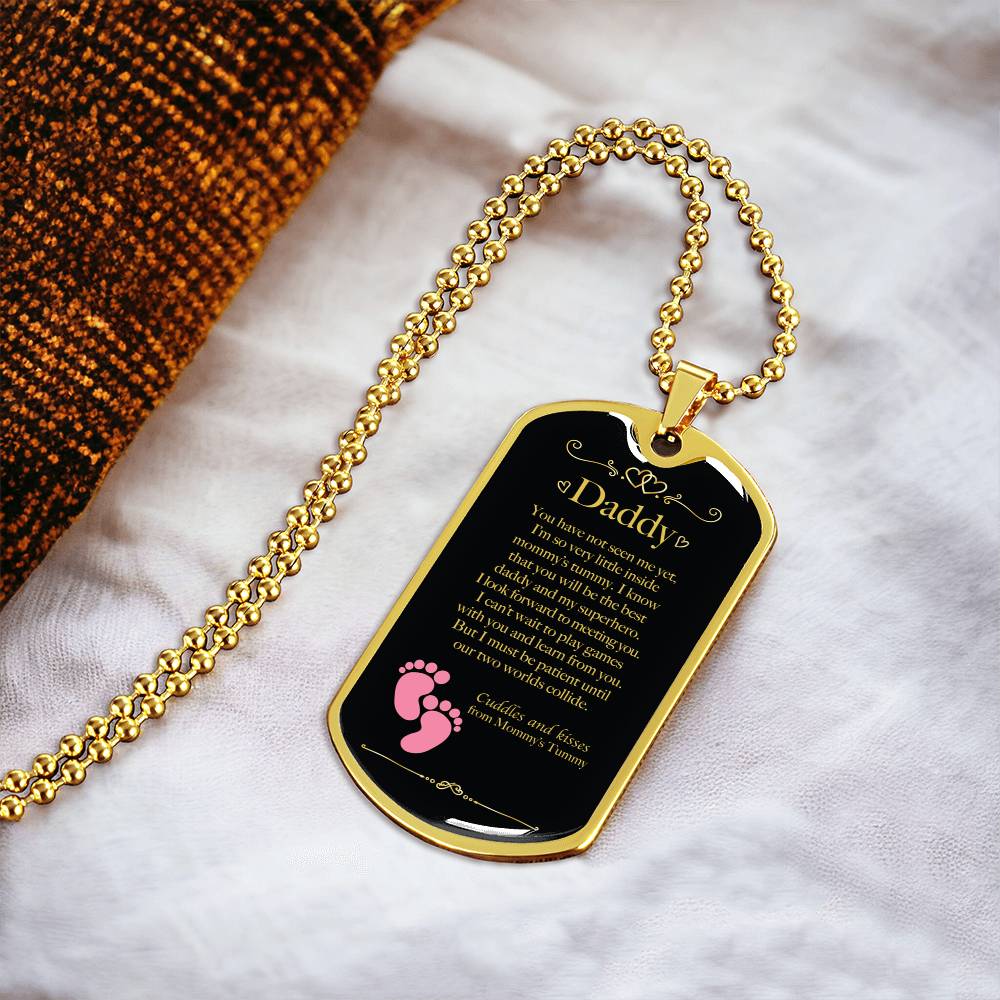 Gift For New Dad - Birthday Gift - Bump Gift - New Dad Gift From Mommy's Tummy - New Dad Gift From Wife - Daddy Gift - Army Tag Necklace, Dog Tag Necklace