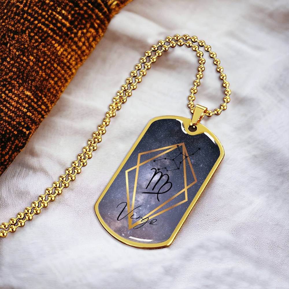 Virgo Galaxy Personalized Dog Tag Necklace - Army Tag Necklace, Dog Tag Necklace