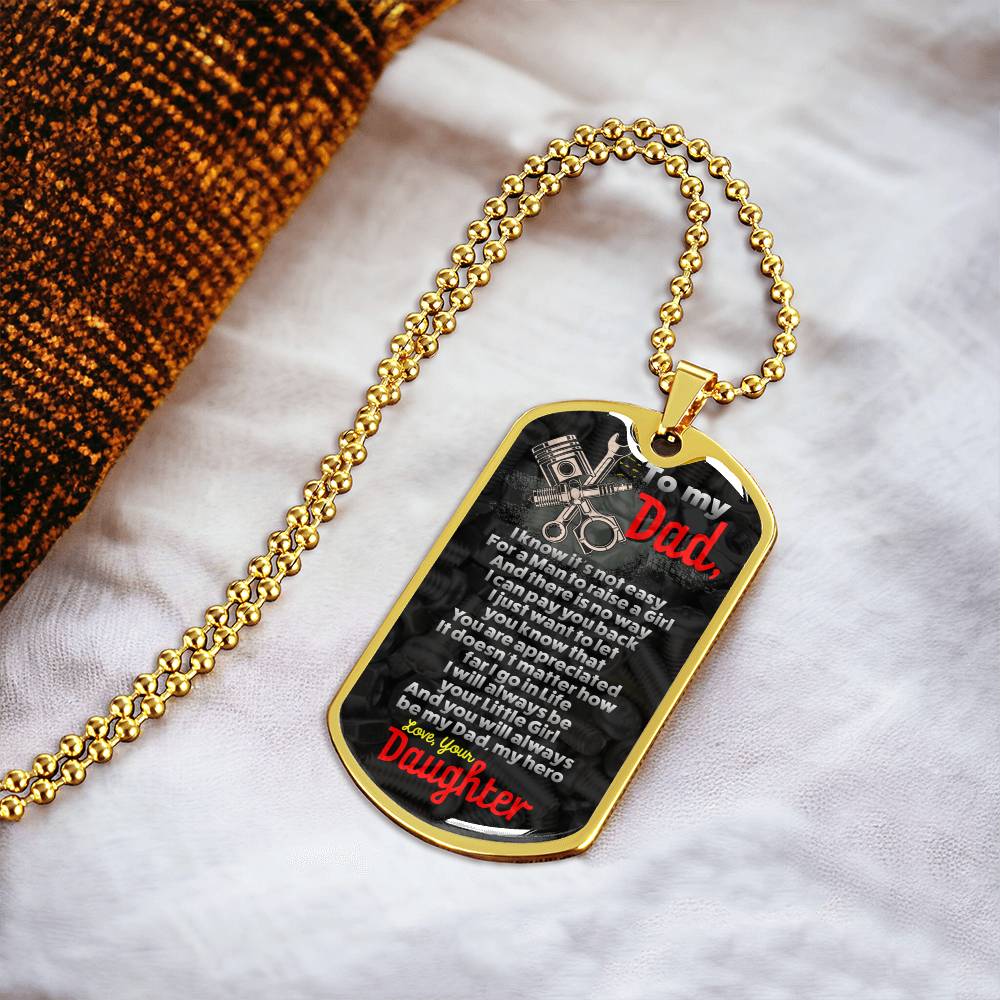 Gift For Mechanic Dad - Mechanic Dad Gift - Necklace For Mechanic Dad - Fathers Day - Dad Dog Tag Necklace - Father Birthday - Army Tag Necklace, Dog Tag Necklace