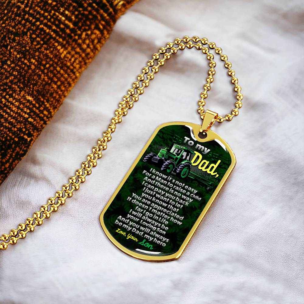 Father's Day Gift - Gift For Dad - Father Birthday Gift - Birthday Gift - Dad Dog Tag - Gift From Son - Dad Pendant Necklace - Army Tag Necklace, Dog Tag Necklace