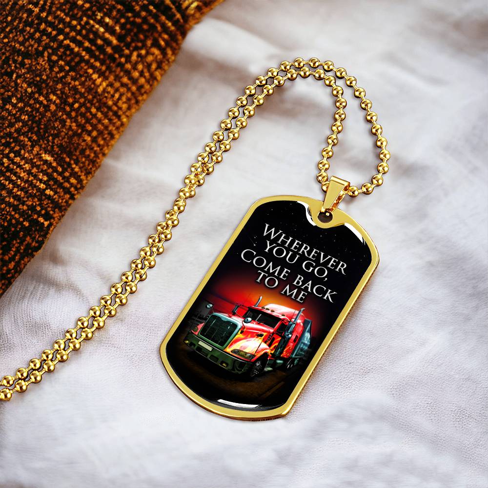 Gift For Trucker - Premium Dog Tag - Army Tag Necklace, Dog Tag Necklace