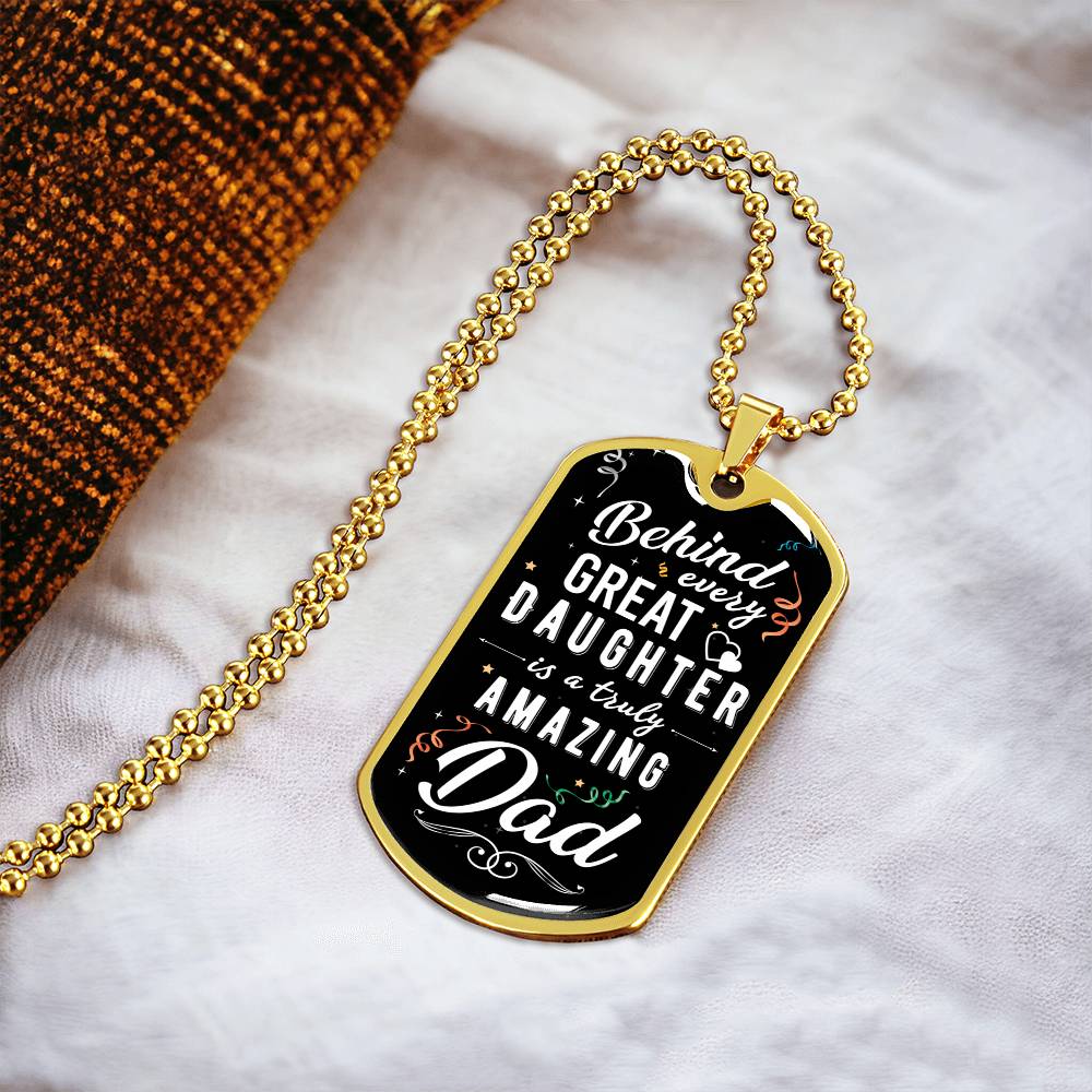 Daughter To Dad - Happy Birthday Dog Tag Necklace - Army Tag Necklace, Dog Tag Necklace