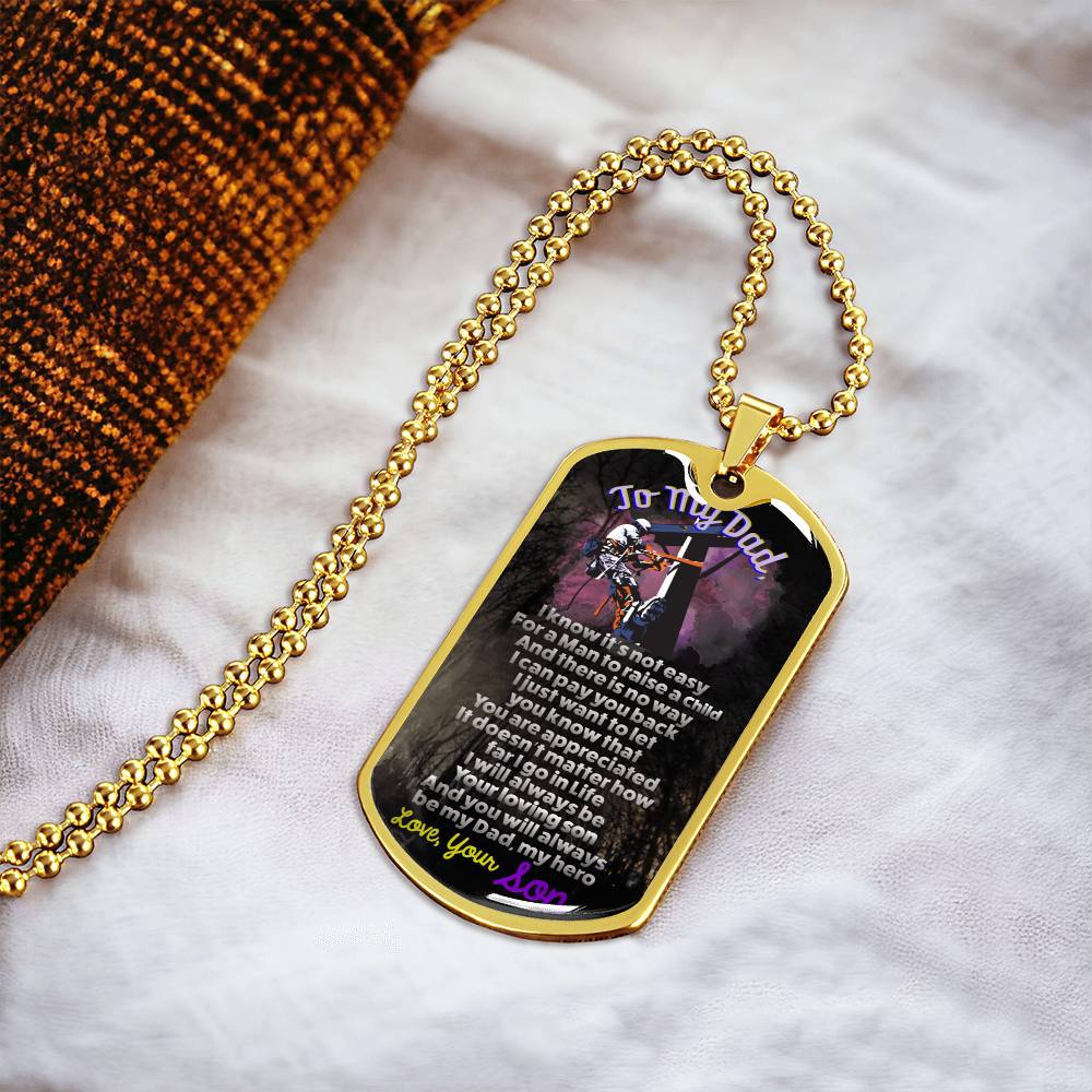 Lineman's Dad - Premium Dog Tag From Son - Army Tag Necklace, Dog Tag Necklace